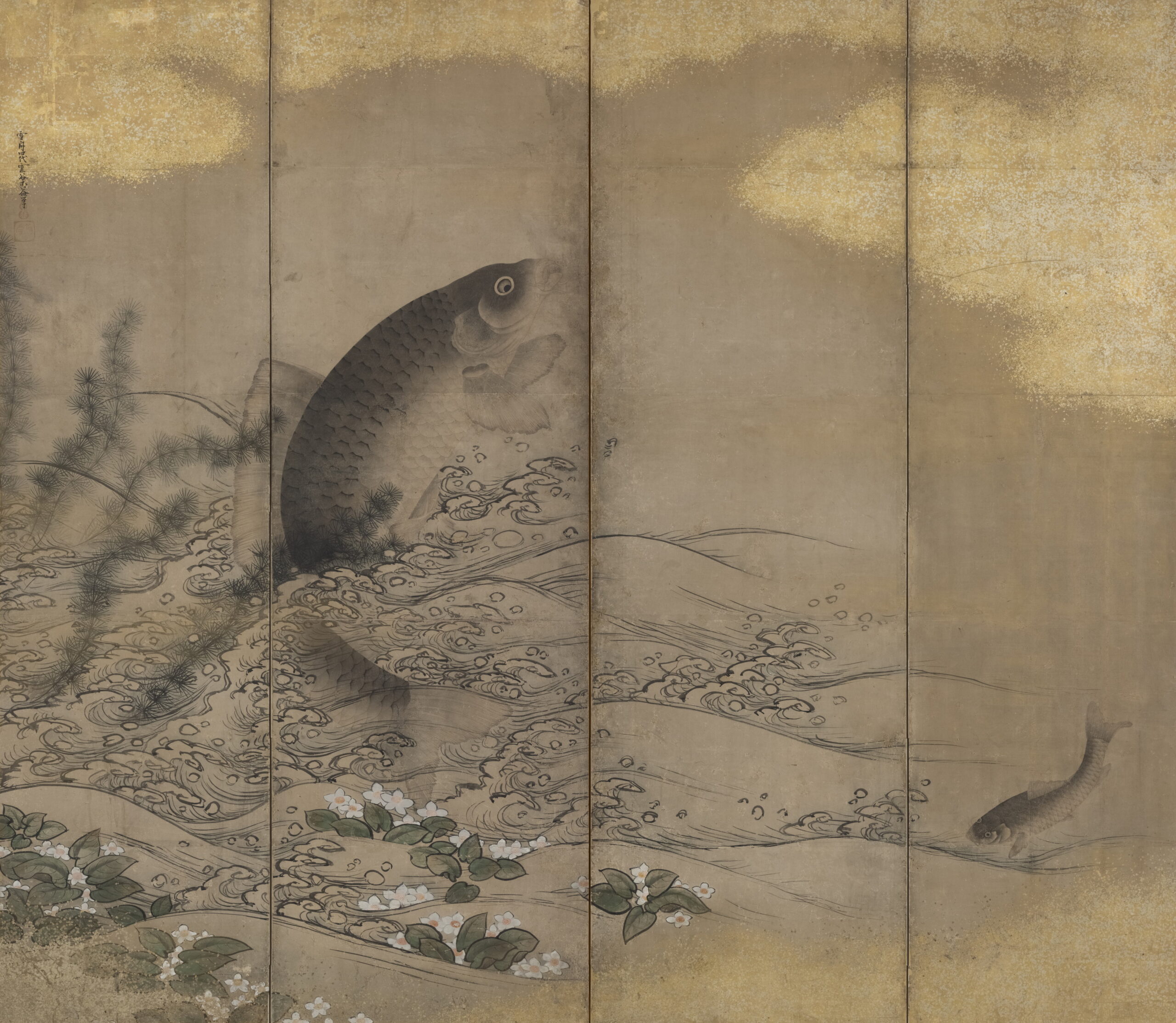 画像:雲谷等益 《鯉図》江戸時代 17世紀 紙本着色 山口県立美術館